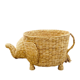 Handwoven Elephant Basket – Natural Animal-shaped Storage Bin With Trunk & Tail Accents