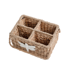 Rustic Woven Dragonfly Basket with Handle, Kitchen or Table Organizer