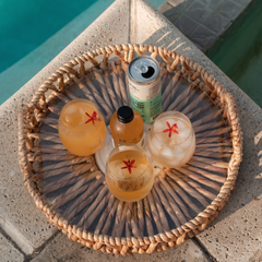 Twisted Water Hyacinth Round Tray with Handles