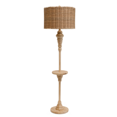 Natural Rattan Floor Lamp with Wooden Stand – Handcrafted Eco-Friendly Woven Light for Living Room or Bedroom Décor