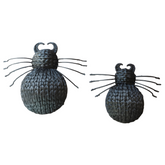 Set Of 2 Handwoven Black Spider Wall Decor With Curled Horn Detail – Halloween Accent Art