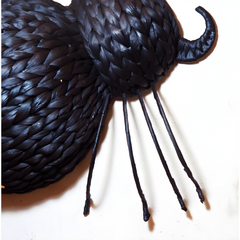 Set Of 2 Handwoven Black Spider Wall Decor With Curled Horn Detail – Halloween Accent Art