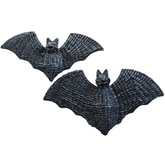Set Of 2 Handwoven Black Bat Wall Hangings – Halloween Rattan Décor Accents