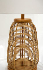 Rattan Table Lamp/Fabric shade with UL standard