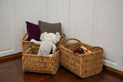 Set of 3 Handwoven Nestable Water Hyacinth Storage Baskets