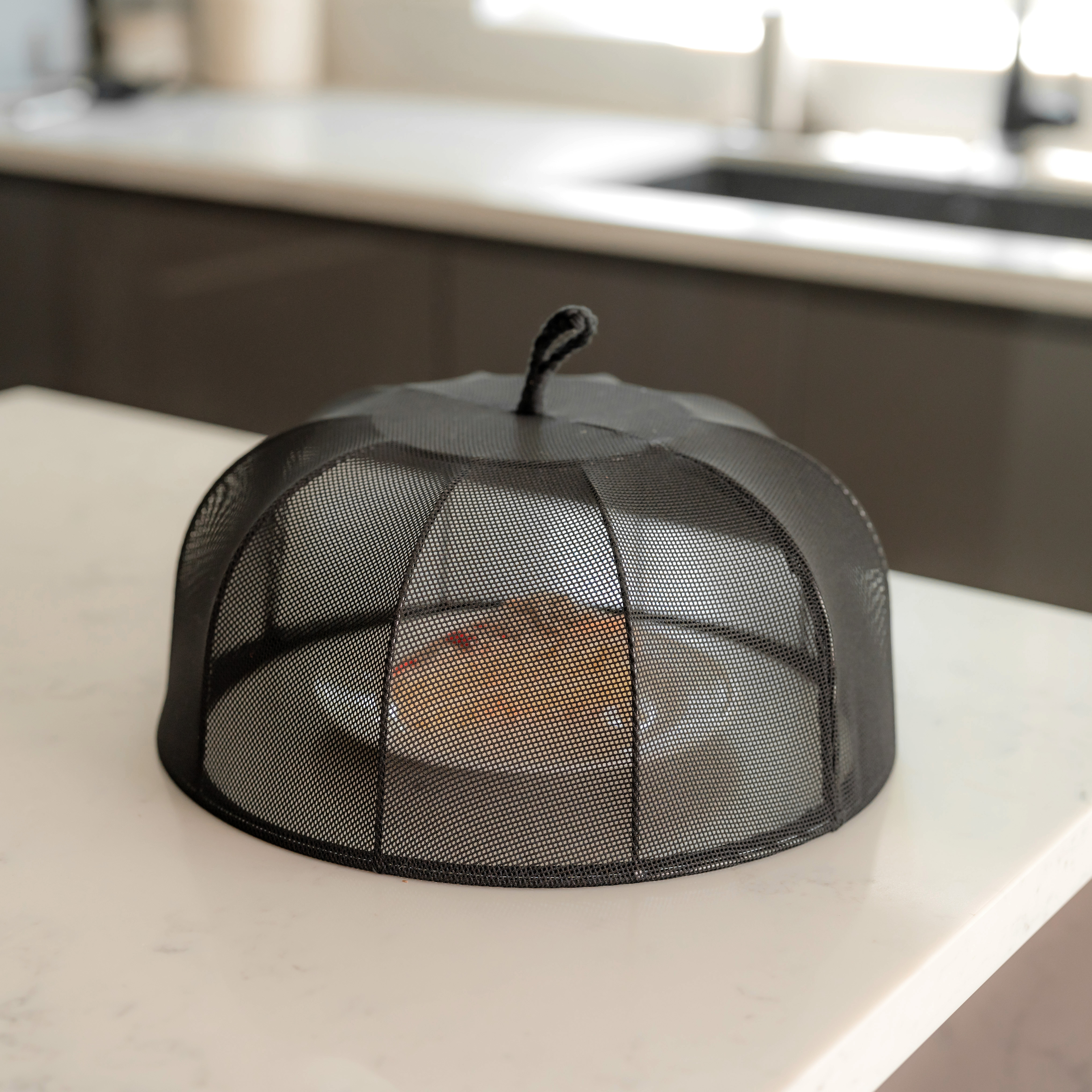 Black Mesh Food Cover with Water Hyacinth Frame