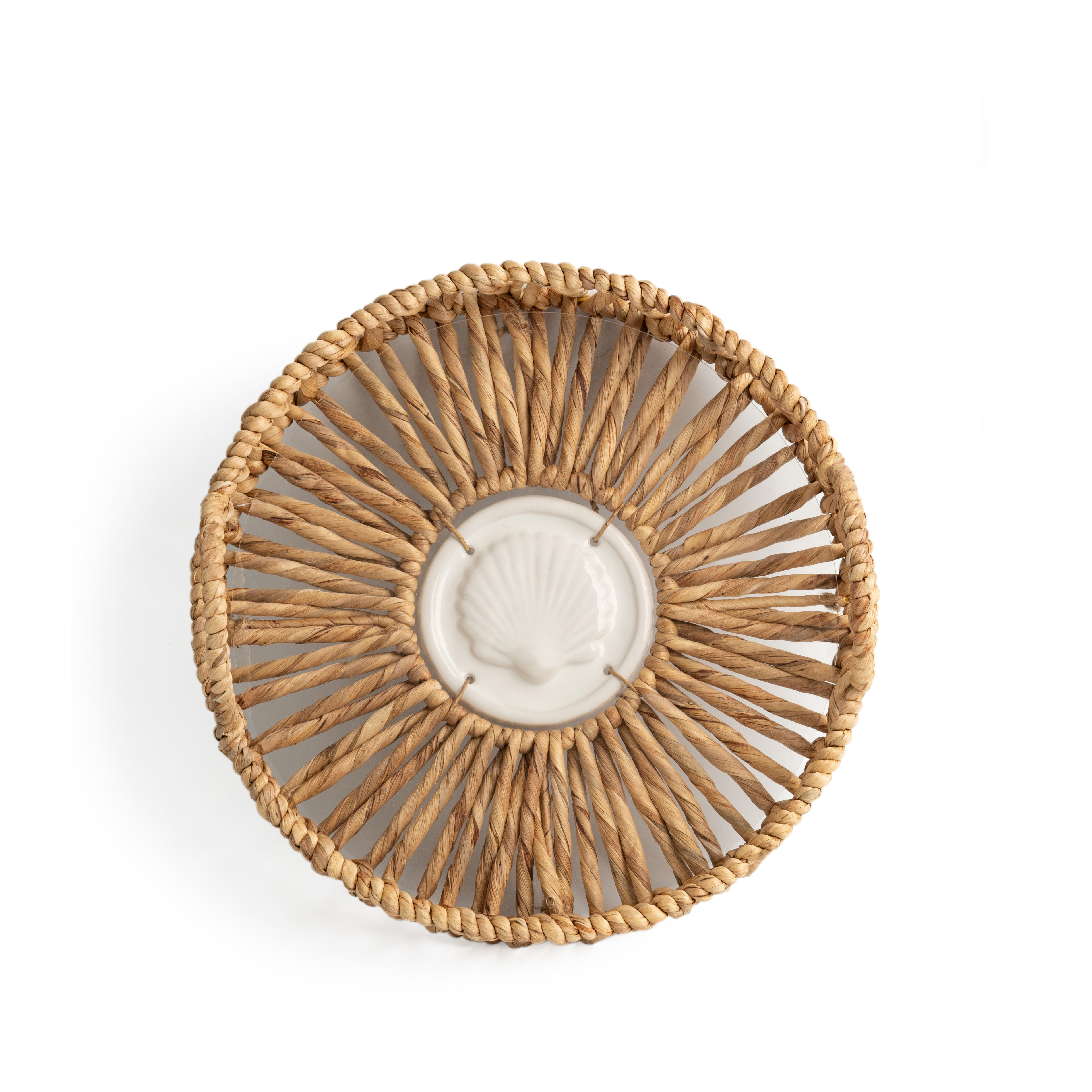 Twisted Water Hyacinth Round Tray with Handles