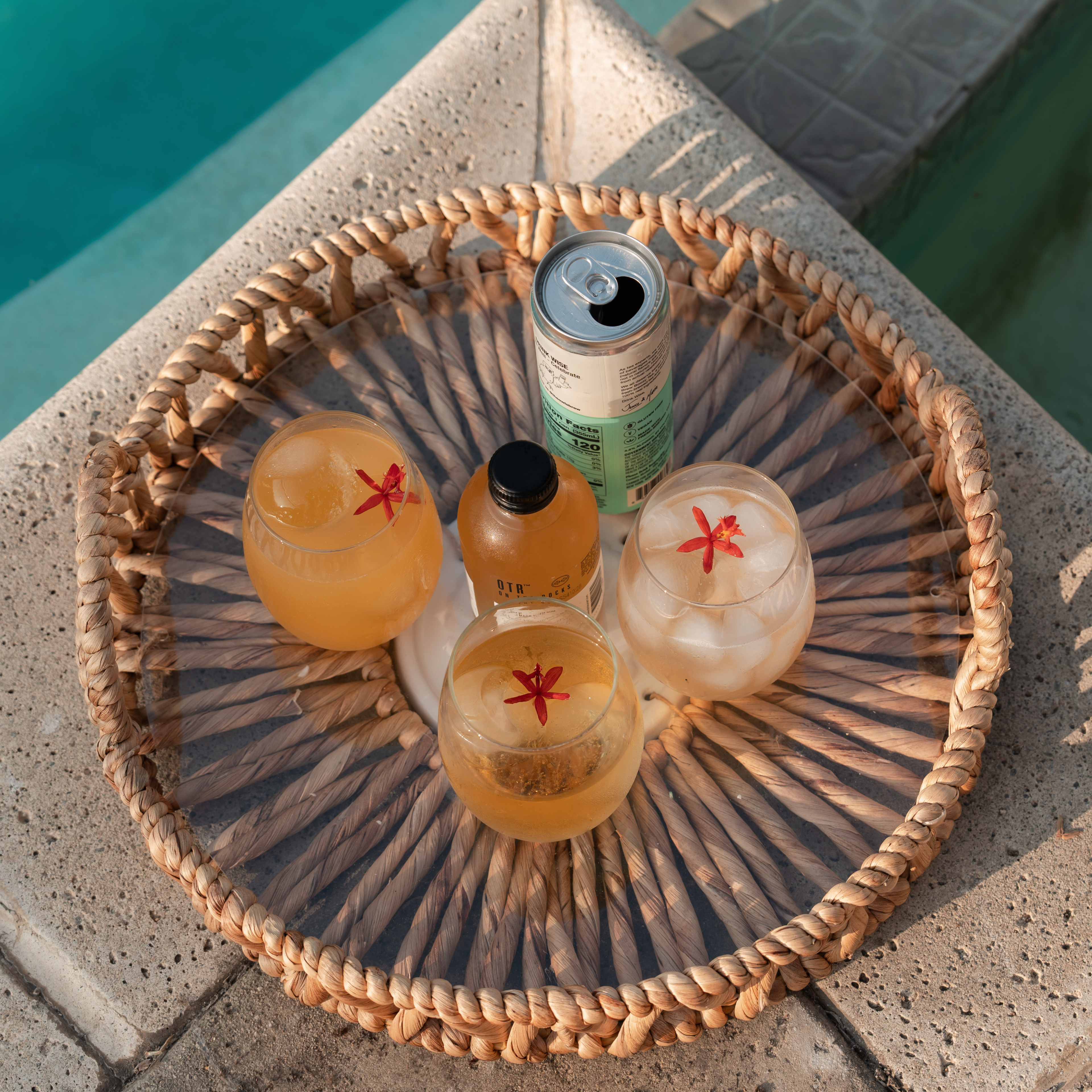 Twisted Water Hyacinth Round Tray with Handles