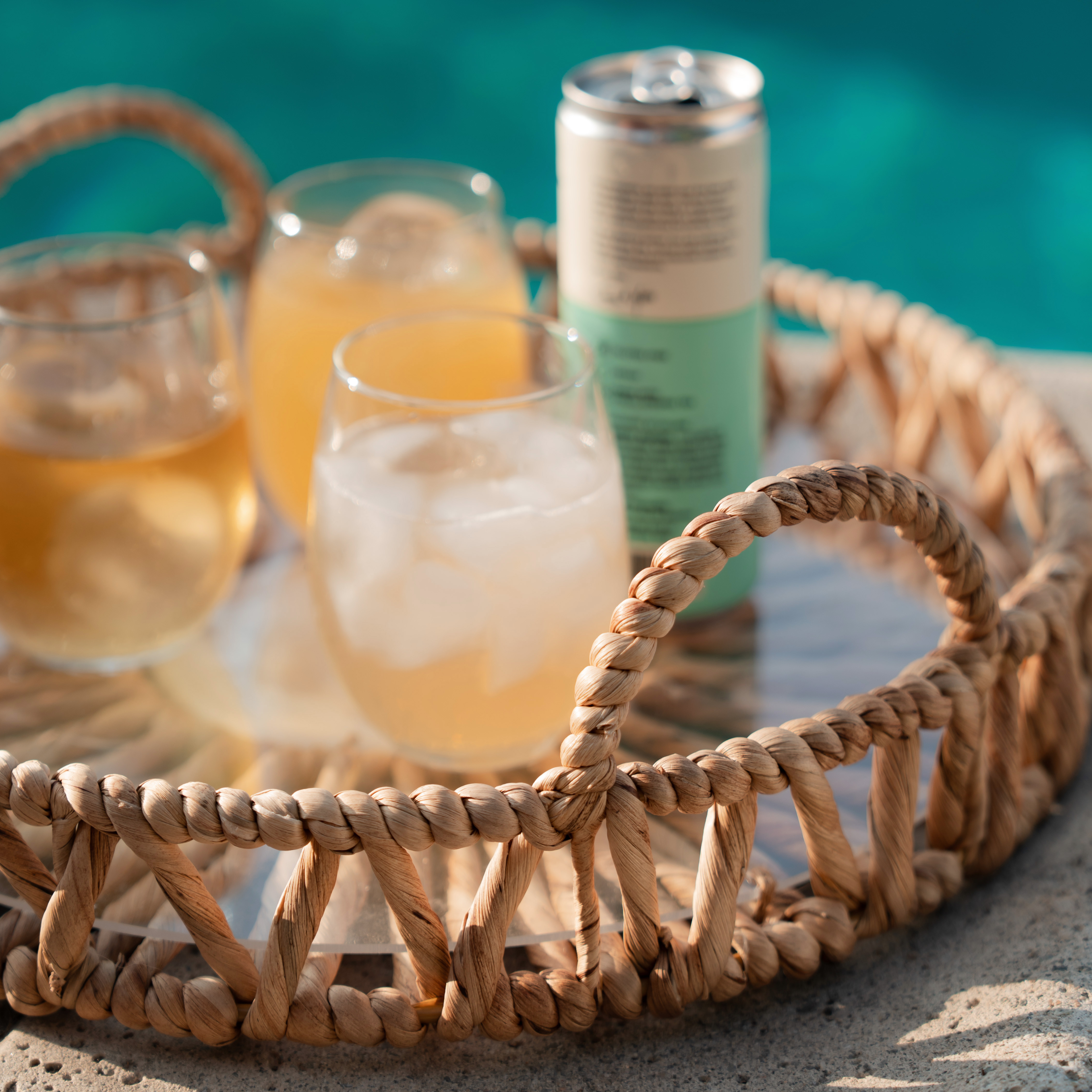 Twisted Water Hyacinth Round Tray with Handles