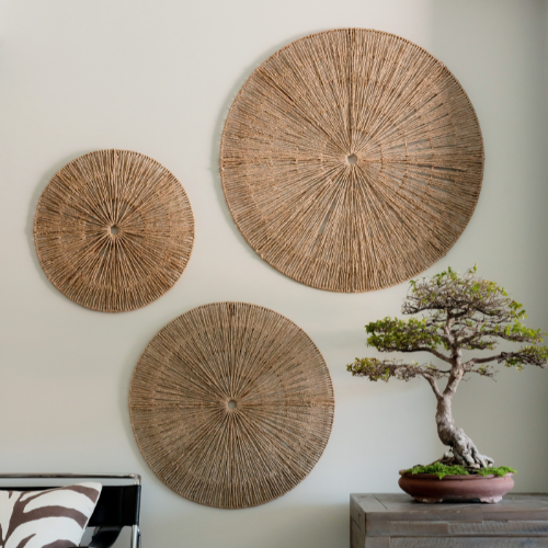 Natural Seagrass Circular Wall Decor 3 Piece Set