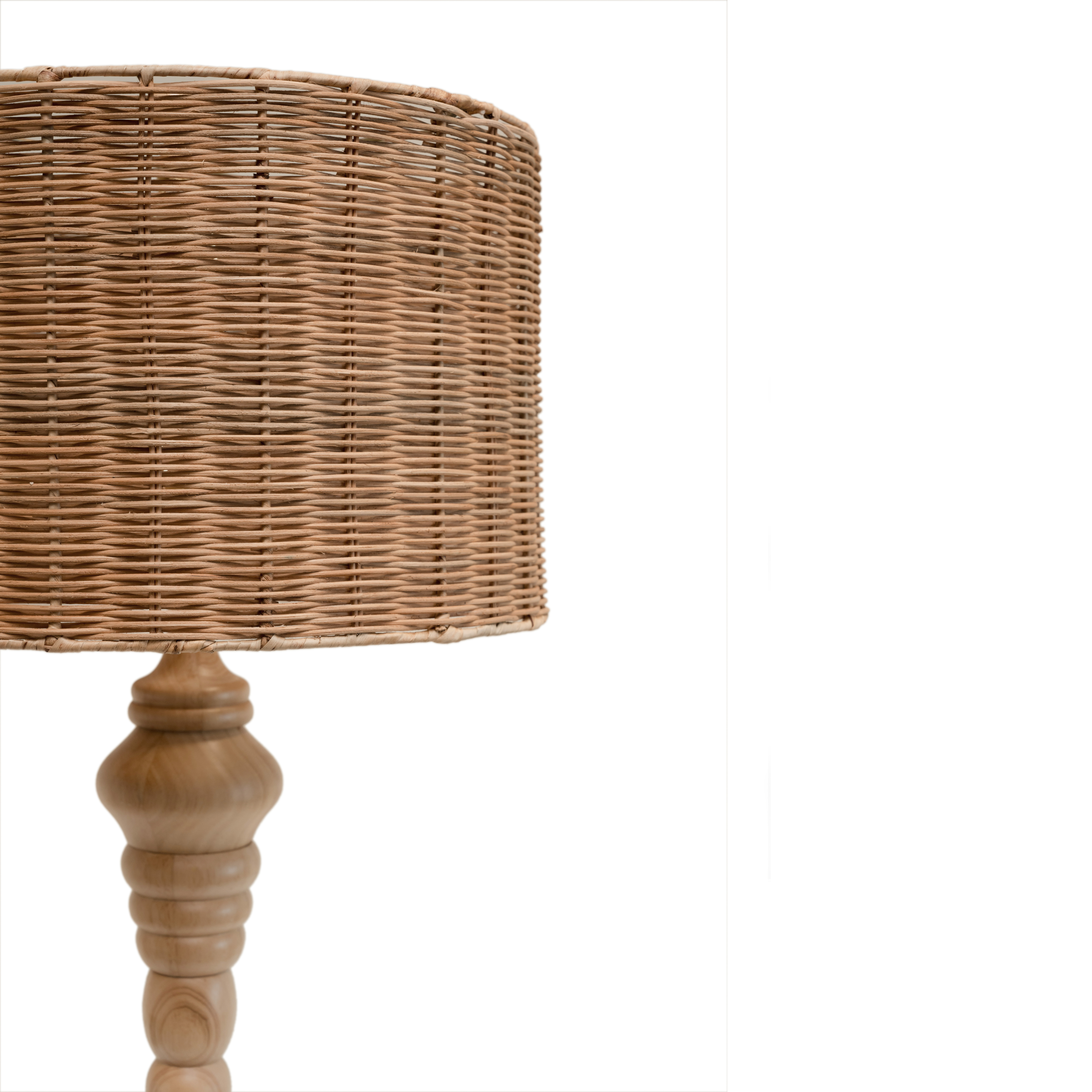 Natural Rattan Floor Lamp with Wooden Stand – Handcrafted Eco-Friendly Woven Light for Living Room or Bedroom Décor