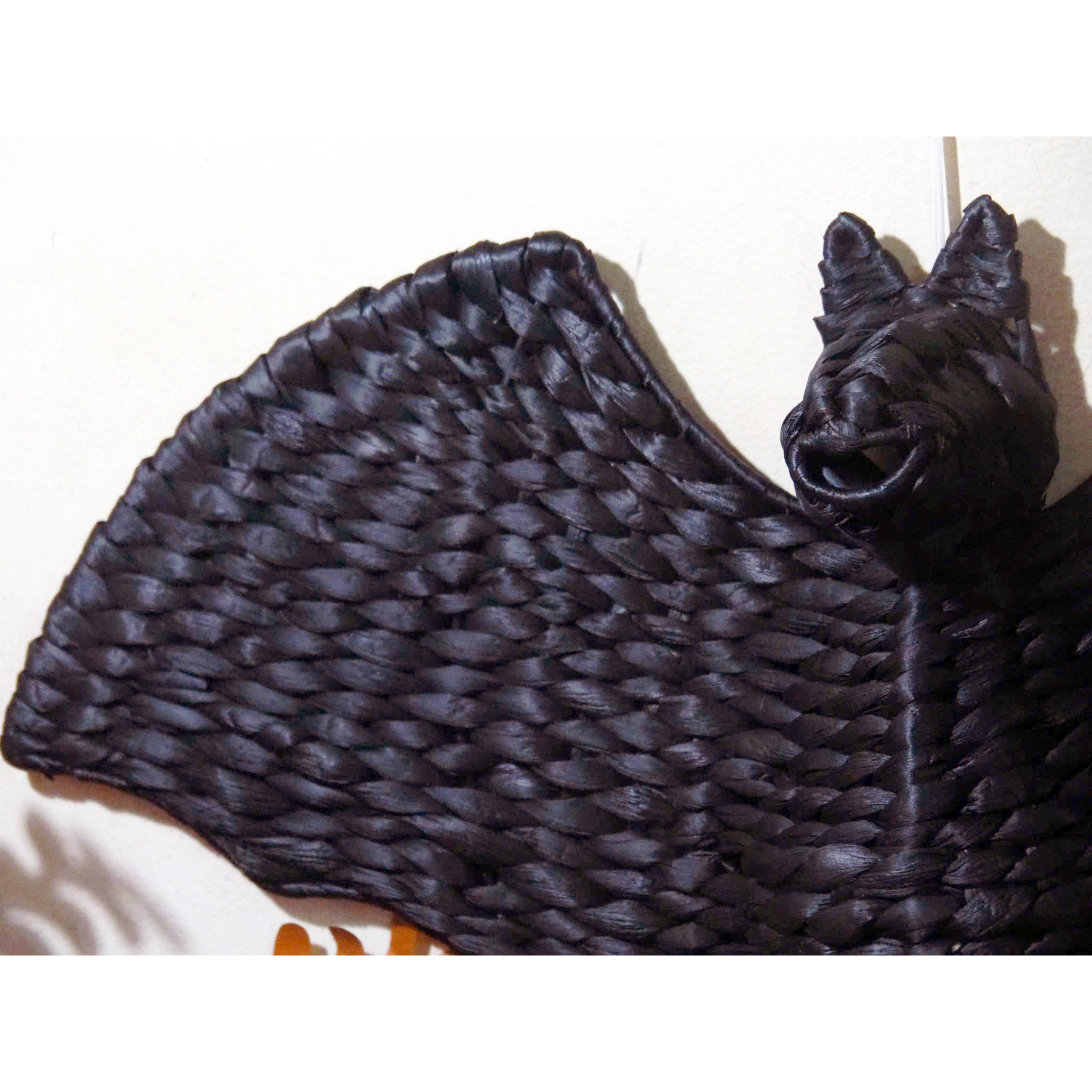 Set Of 2 Handwoven Black Bat Wall Hangings – Halloween Rattan Décor Accents