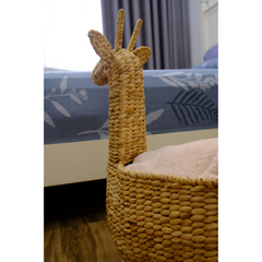 Handwoven Giraffe Basket – Natural Animal-shaped Storage Bin For Nursery Or Kids' Room