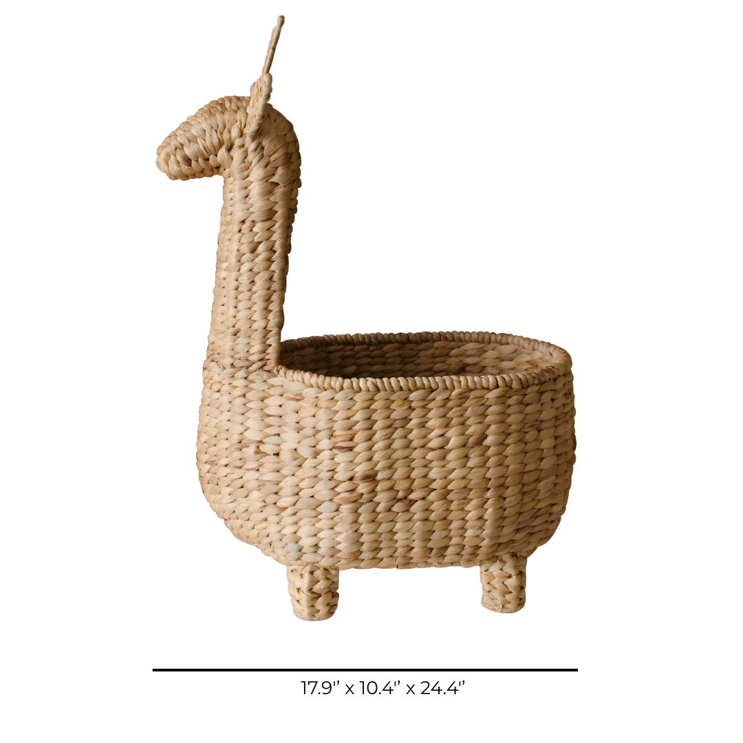 Handwoven Giraffe Basket – Natural Animal-shaped Storage Bin For Nursery Or Kids' Room