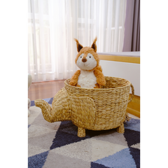 Handwoven Elephant Basket – Natural Animal-shaped Storage Bin With Trunk & Tail Accents