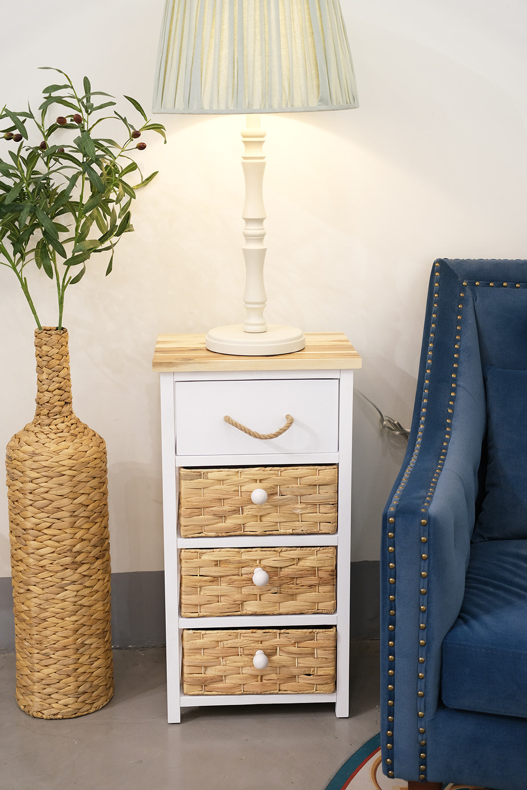 MDF/Wood Cabinet with water hyacinth/wood drawers