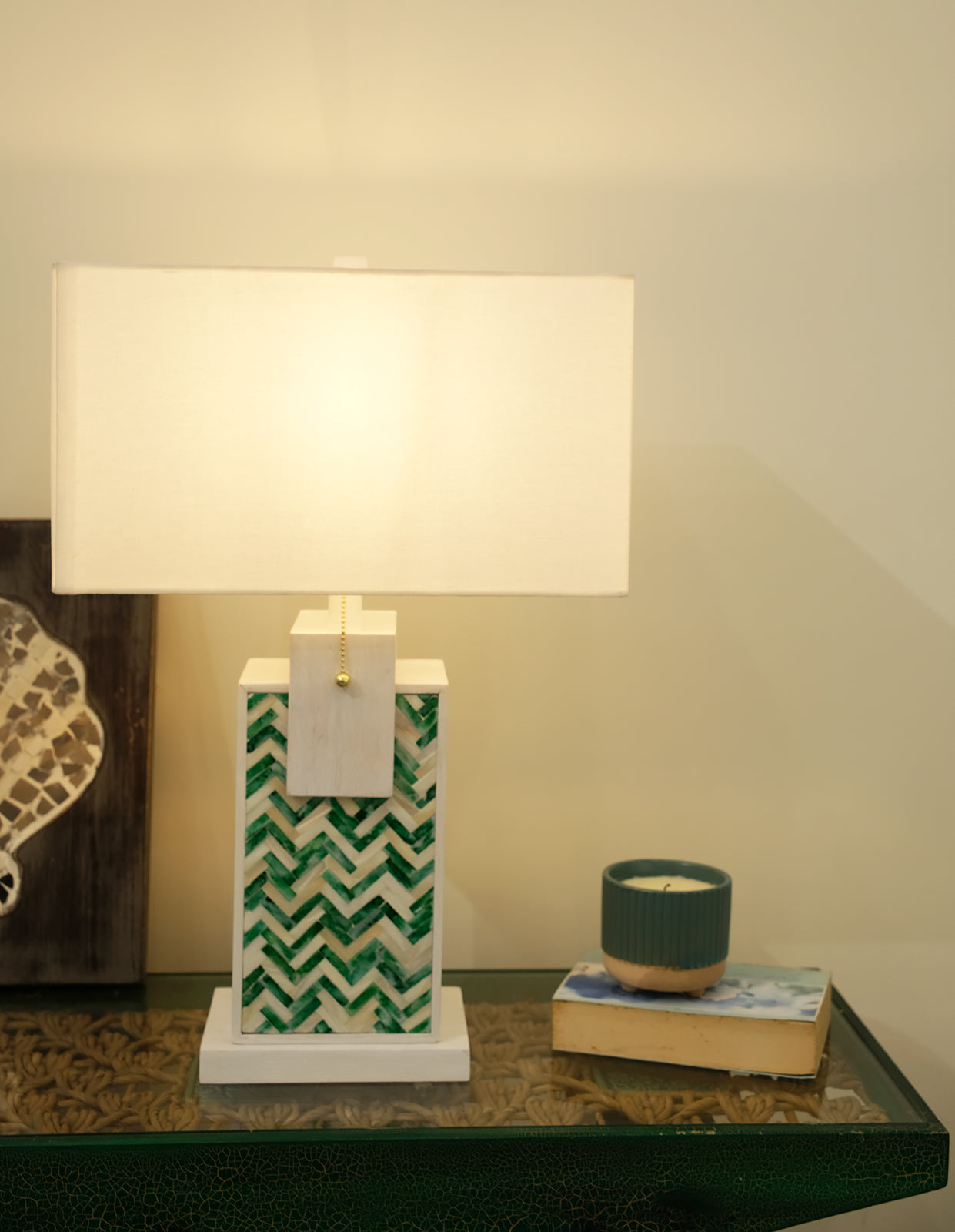 Wooden Table Lamp/Fabric shade with UL standard