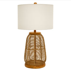Rattan Table Lamp/Fabric shade with UL standard