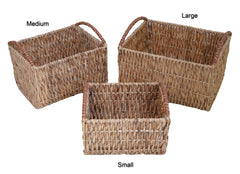 Set of 3 Handwoven Nestable Water Hyacinth Storage Baskets
