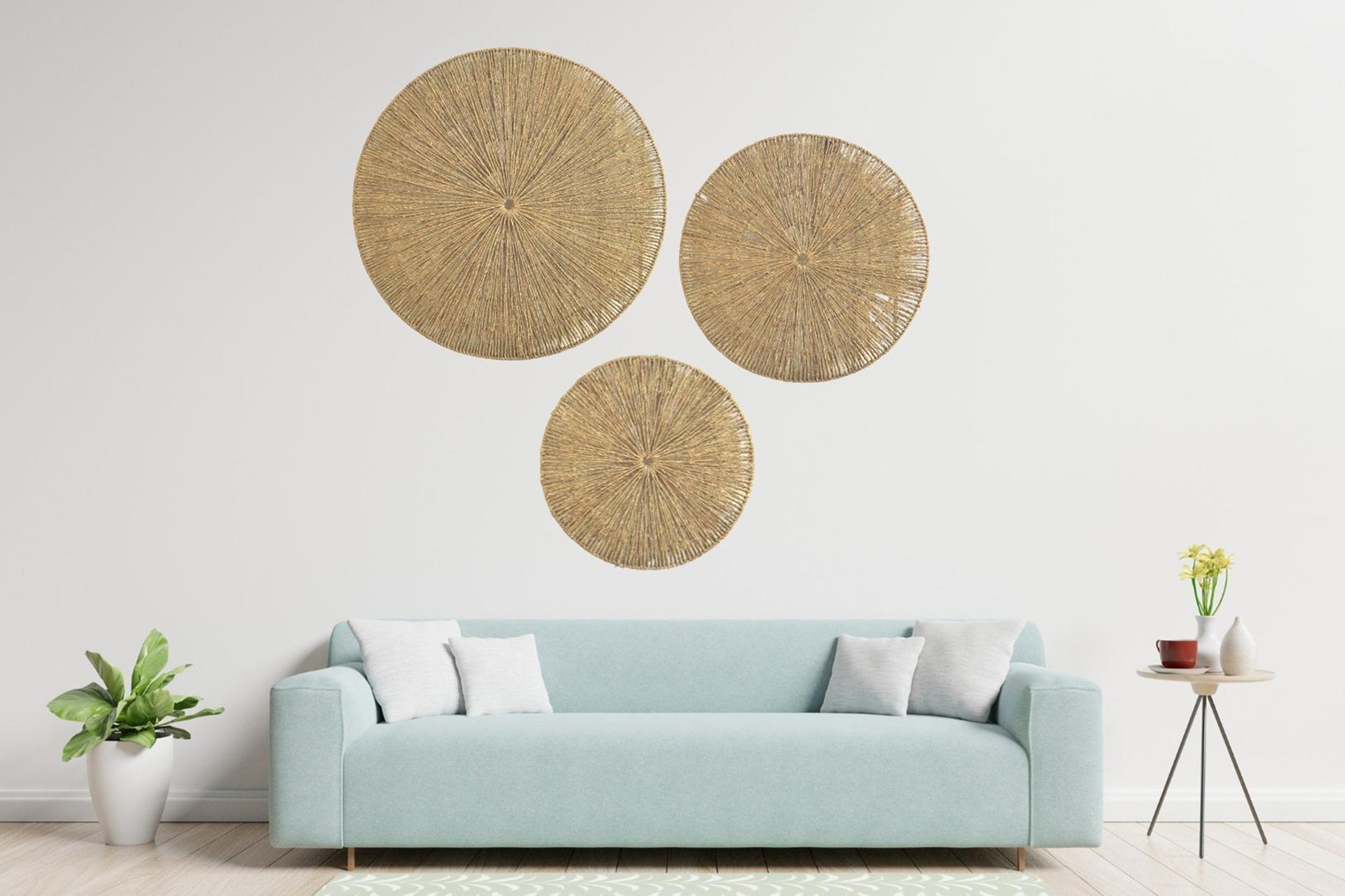 Natural Seagrass Circular Wall Decor 3 Piece Set