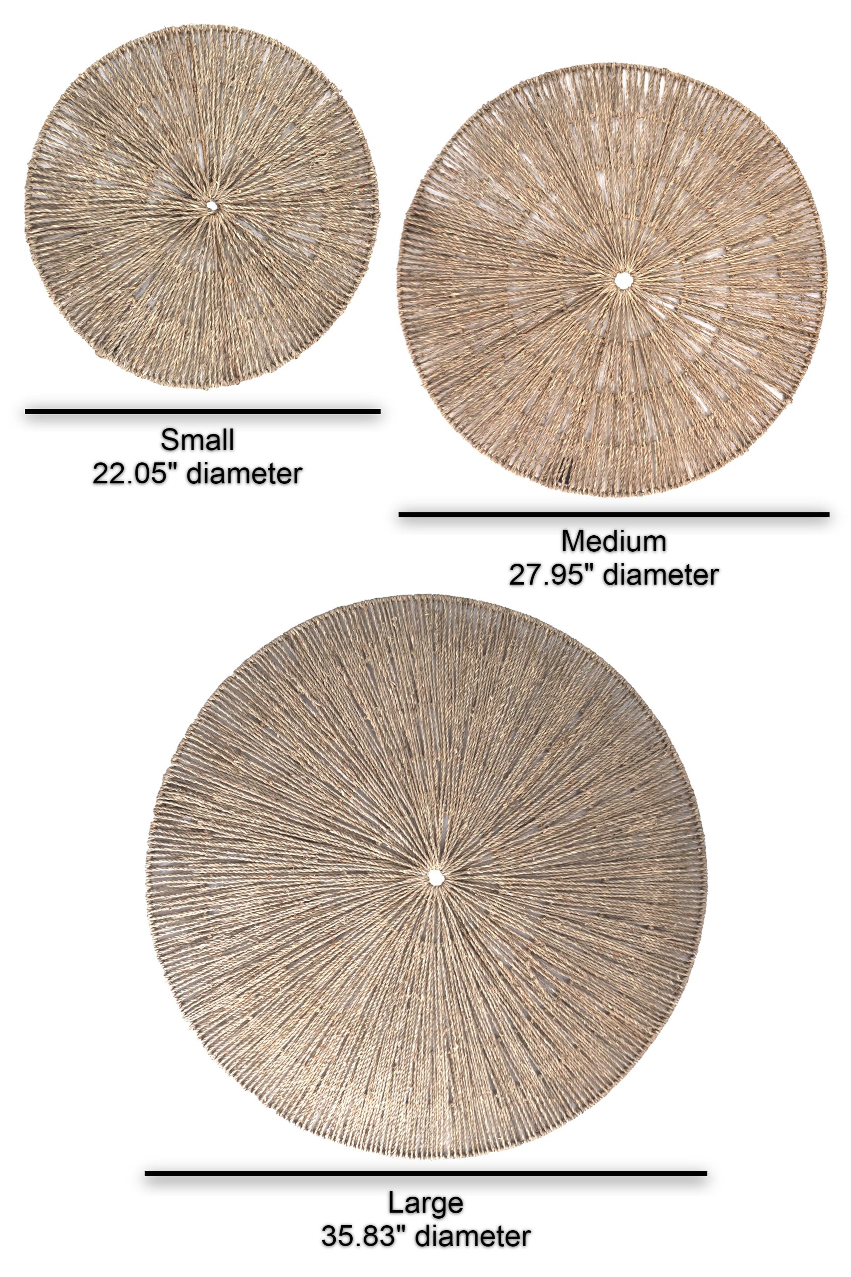 Natural Seagrass Circular Wall Decor 3 Piece Set